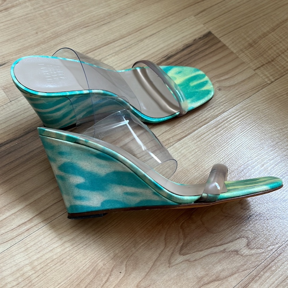 MNZ olympia wedge aqua leopard style. Rare find - Picture 2 of 4